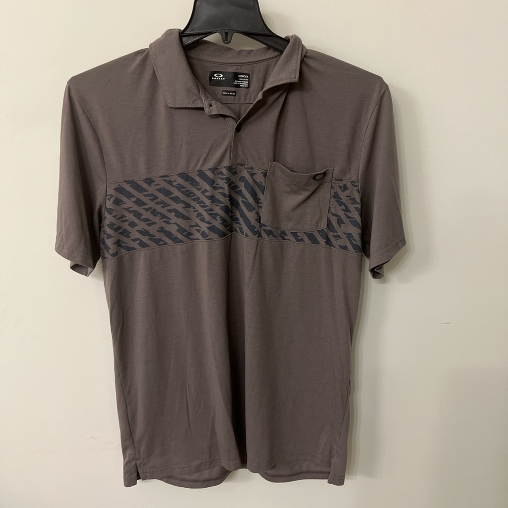 Oakley Men's Brown Polo Shirt with Patterned Stripe